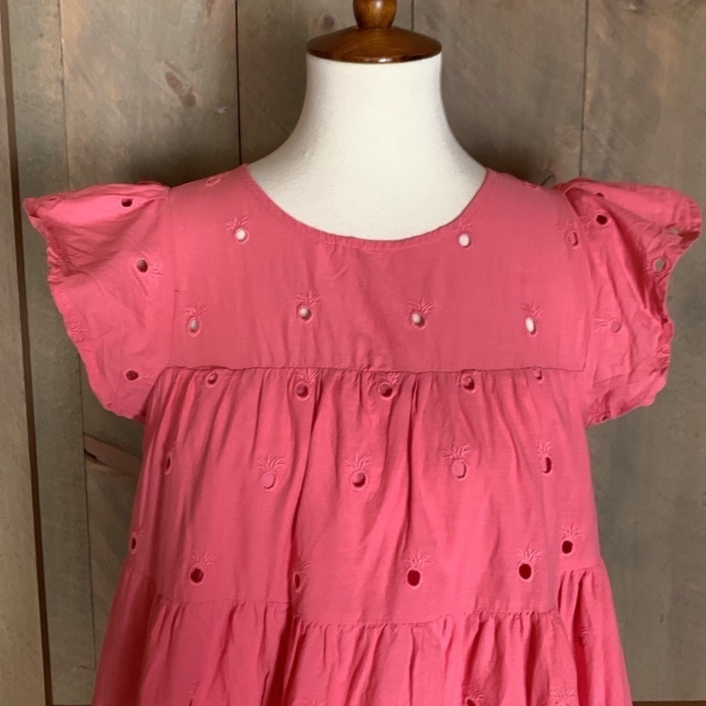 Simply Southern coral pink pineapple eyelet mini dress / tunic Size Medium - Picture 6 of 12